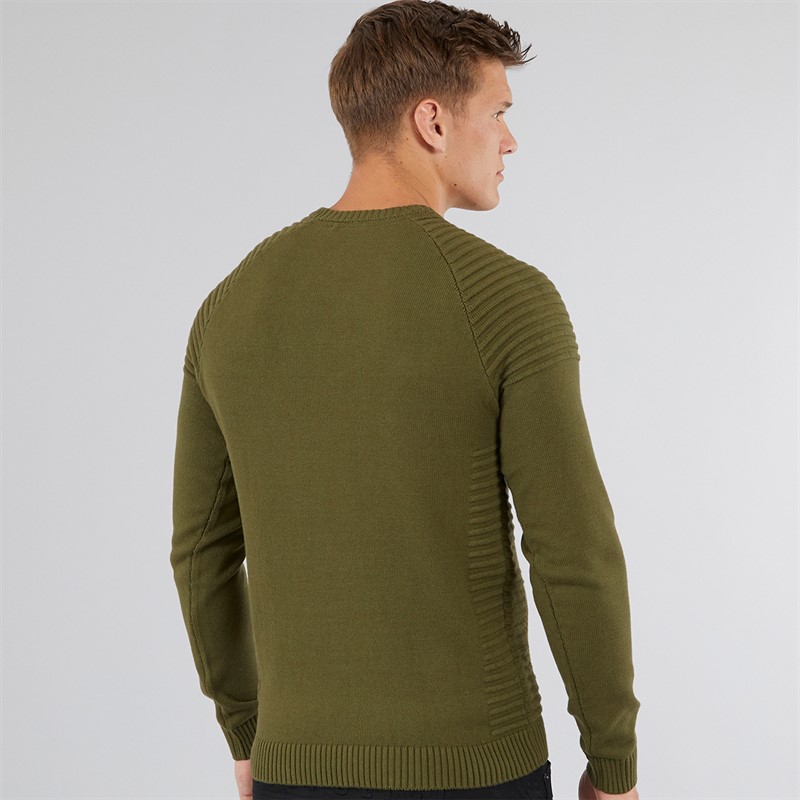 883 Police Mens Aras Crew Neck Jumper Khaki
