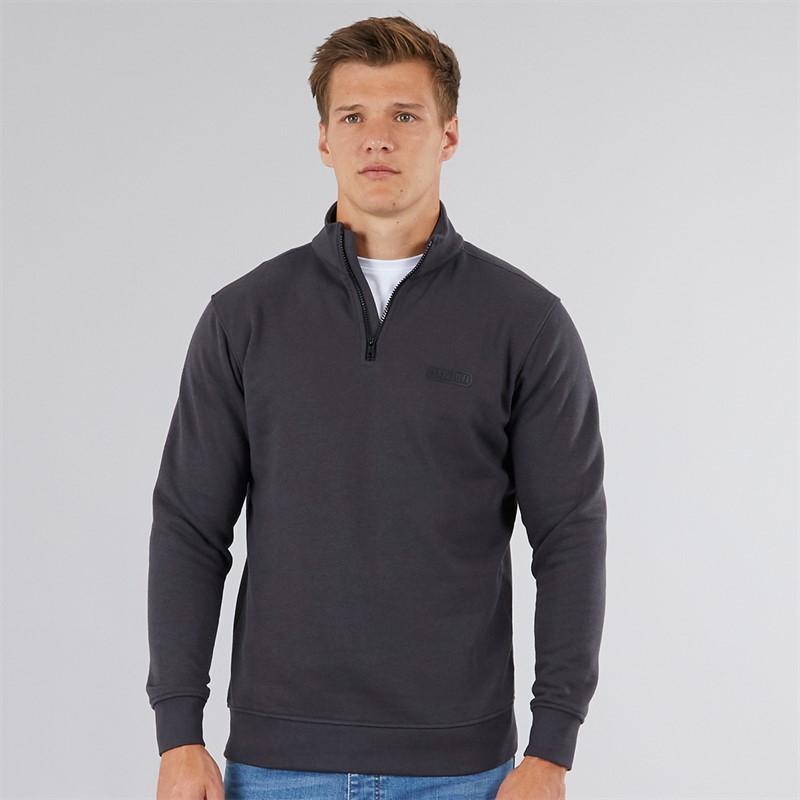 883 Police Mens Mossley 1/4 Zip Sweatshirt Dusty Grey