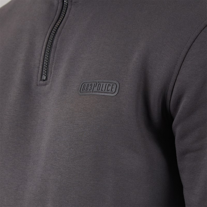 883 Police Mens Mossley 1/4 Zip Sweatshirt Dusty Grey