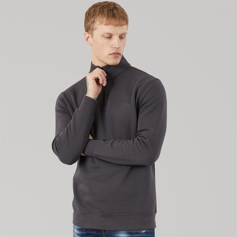 883 Police Mens Mossley 1/4 Zip Sweatshirt Dusty Grey