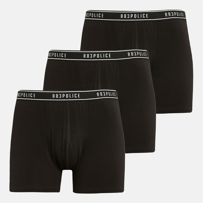 883 Police Mens Birdum Three Pack Boxer Shorts Black - Size M