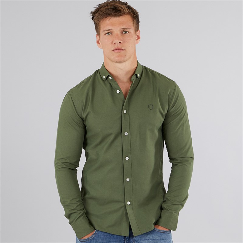 883 Police Mens Jaros Long Sleeve Shirt Khaki - Size S
