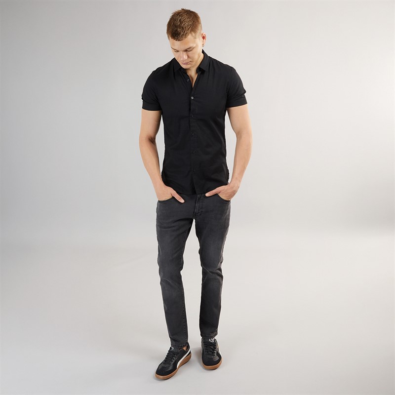 883 Police Mens Debo Short Sleeve Shirt Black