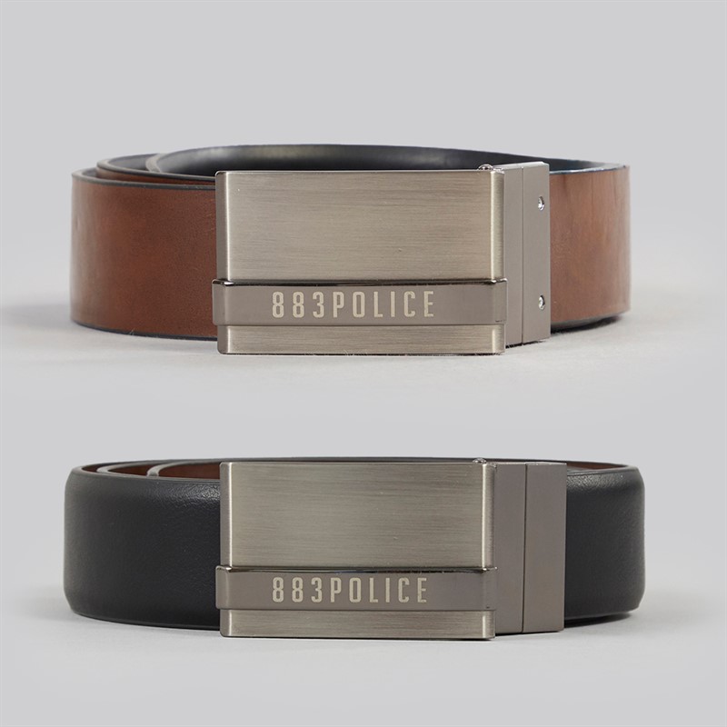 883 Police Mens Boxhill Reversible Buckle Belt Black/Brown
