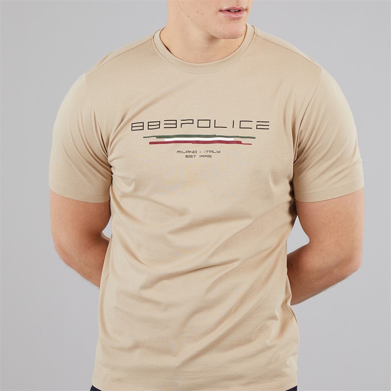 883 Police Mens Clusone T-Shirt Pastel Camel