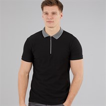 883 Police Mens Snape Quarter Zip Polo Shirt Black