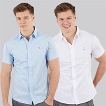 883 Police Mens Dobbelt Two Pack Short Sleeve Shirts Sky/White