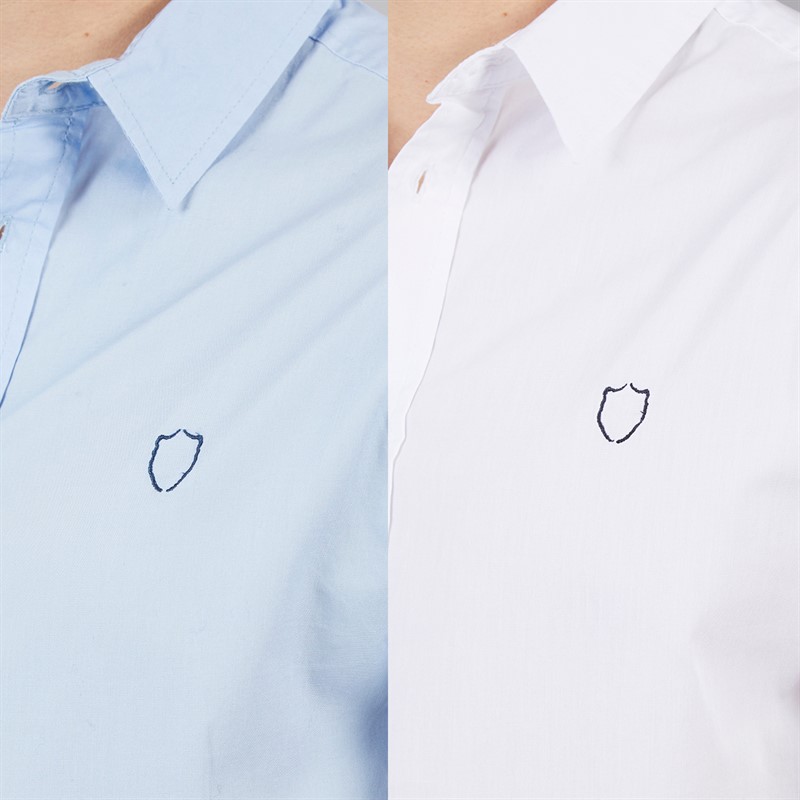 883 Police Mens Dobbelt Two Pack Short Sleeve Shirts Sky/White