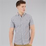 883 Police Mens Lachtcarn Gingham Short Sleeve Shirt Navy/Camel