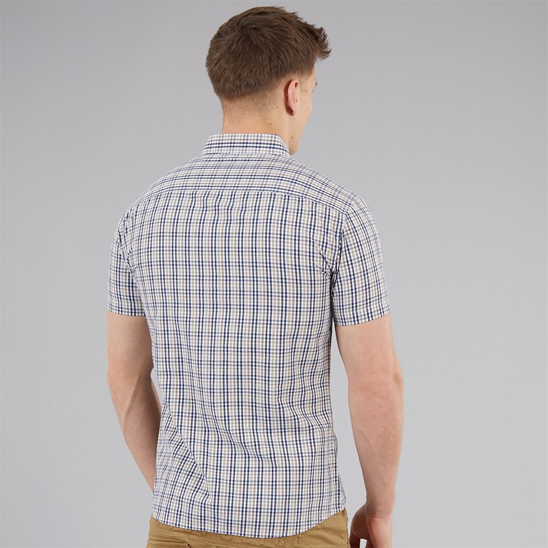 883 Police Mens Lachtcarn Gingham Short Sleeve Shirt Navy/Camel