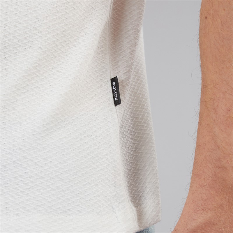 883 Police Mens Snape Quarter Zip Polo Shirt White