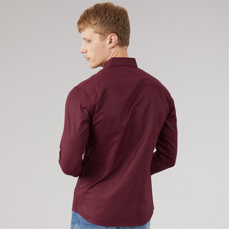 883 Police Mens Jaros Long Sleeve Shirt Royal Maroon
