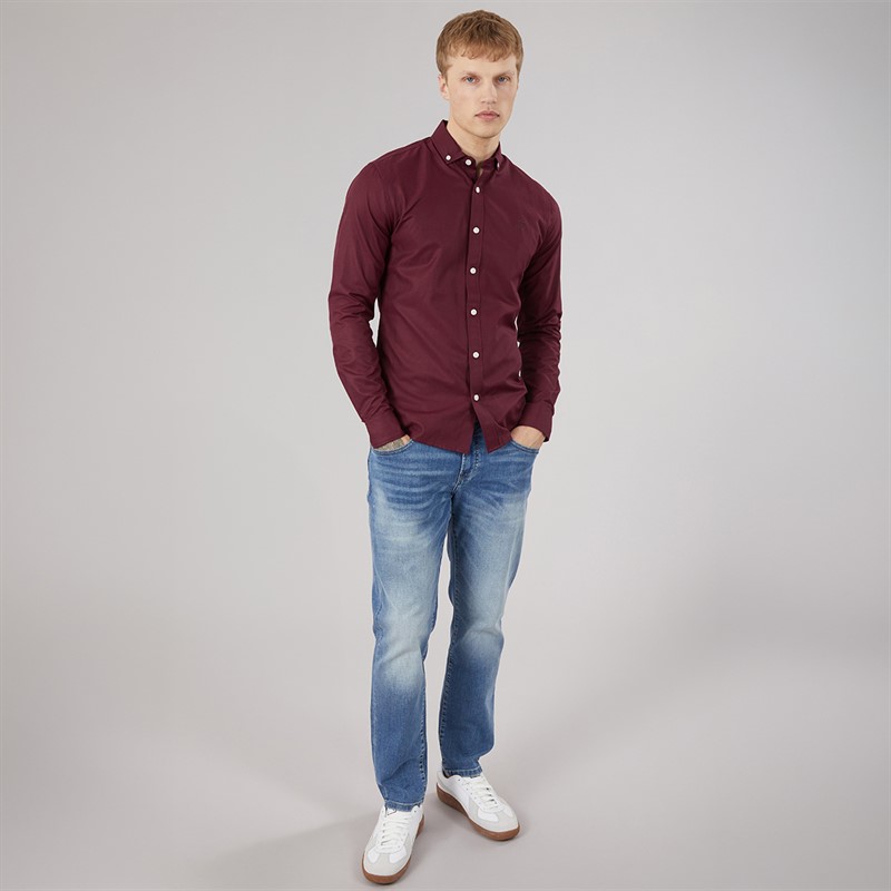 883 Police Mens Jaros Long Sleeve Shirt Royal Maroon