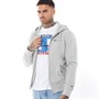 Champion Mens Script Logo Full Zip Hoodie Grey Marl
