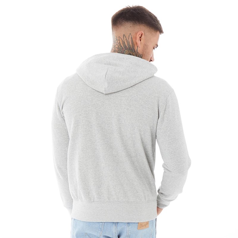 Champion Mens Script Logo Full Zip Hoodie Grey Marl