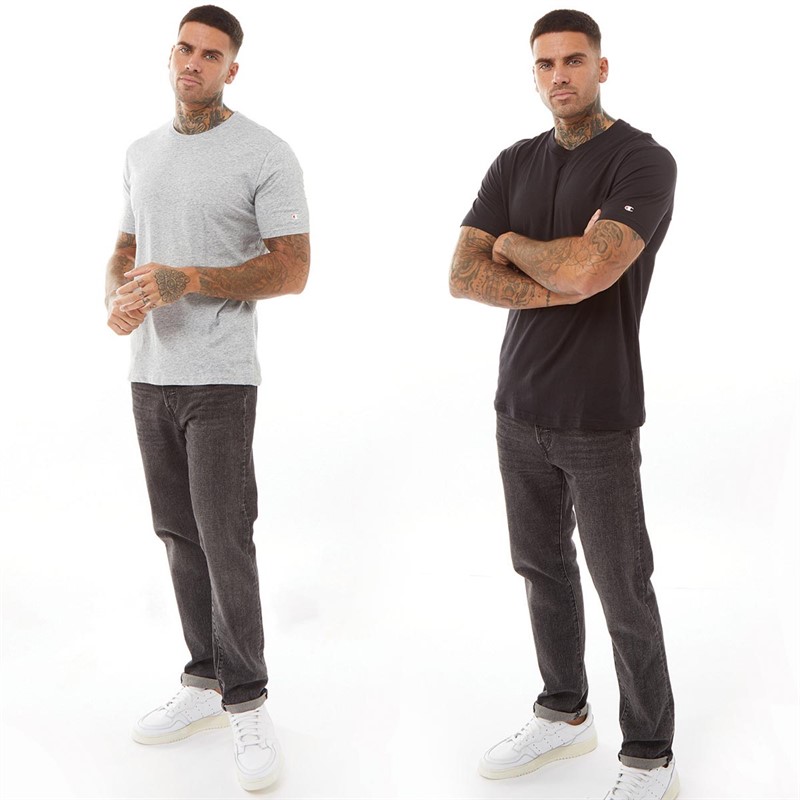Champion Mens Two Pack Crew Neck T-Shirts Grey/Black