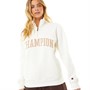 Champion Womens 1/4 Zip Sweatshirt Cream/Brown