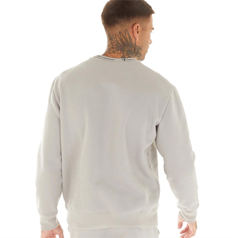 Champion Mens Rochester Script Logo Crew Neck Sweatshirt Grey