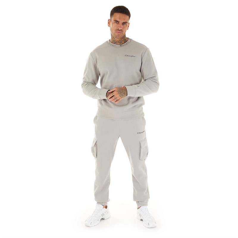 Champion Mens Rochester Script Logo Crew Neck Sweatshirt Grey