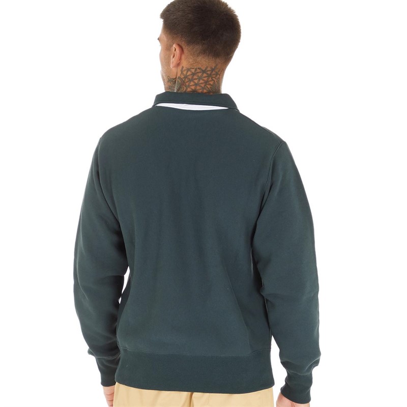 Champion Mens Reverse Weave Polo Neck Sweatshirt Green