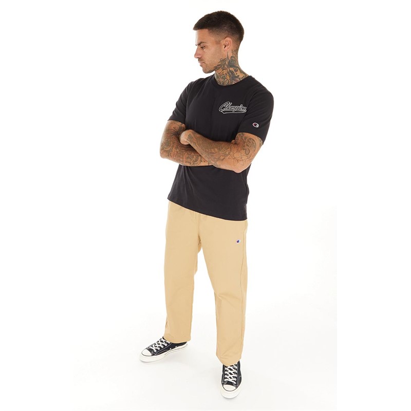 Champion Mens Rochester College Logo Crew Neck T-Shirt Black