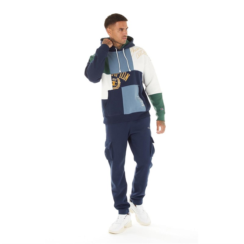 Champion Mens Rochester College Logo Hoodie Blue