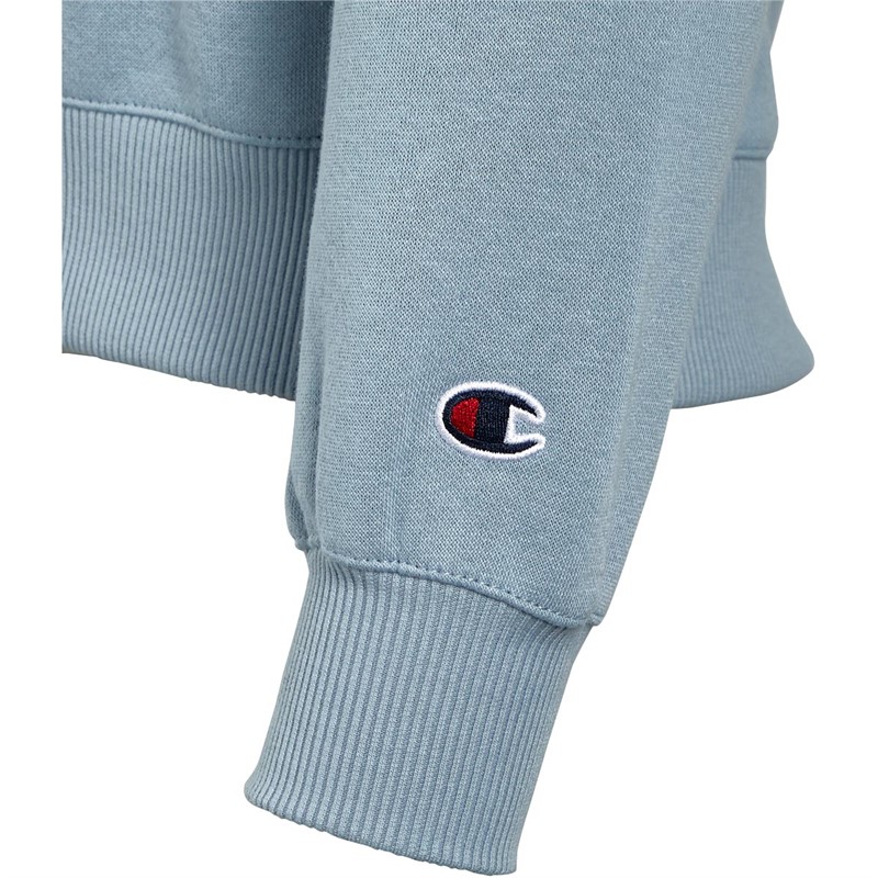 Champion Girls Rochester Script Logo Crew Neck Sweatshirt Blue