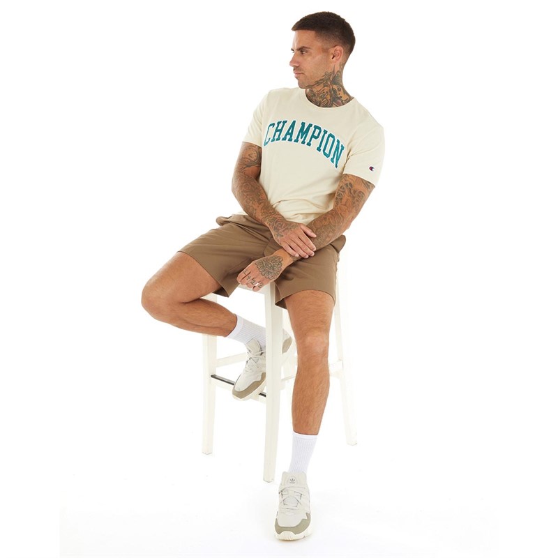 Champion Mens Reverse Weave Crew Neck T-Shirt Yellow