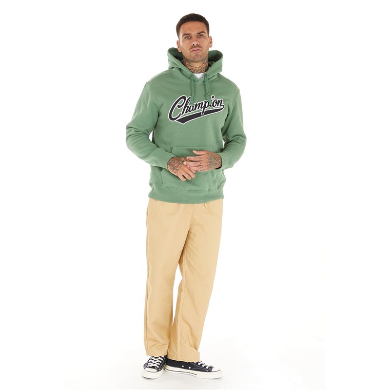 Champion Mens Rochester College Logo Hoodie Green