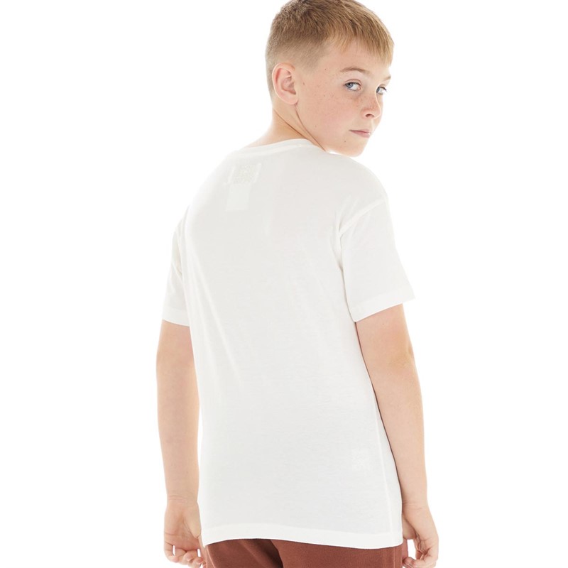 Champion Boys Rochester Small Logo Crew Neck T-Shirt Ecru