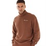 Champion Mens Rochester Small Logo Mock Neck Sweatshirt Brown