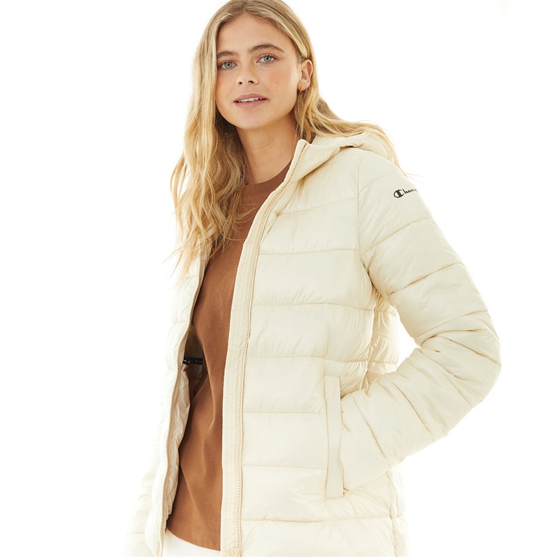 Champion Womens Padded Hooded Jacket Beige