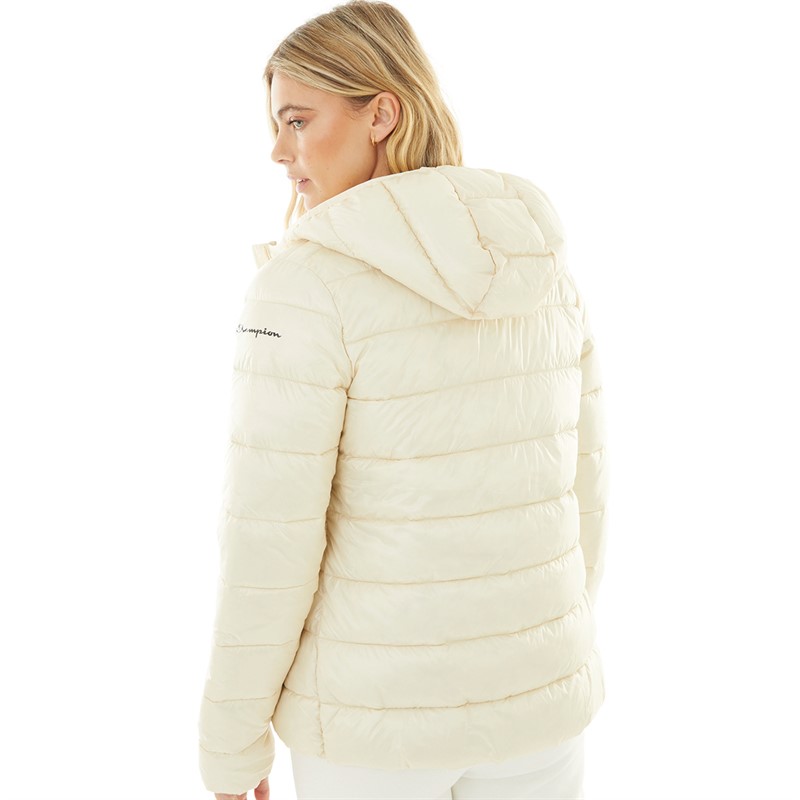 Champion Womens Padded Hooded Jacket Beige