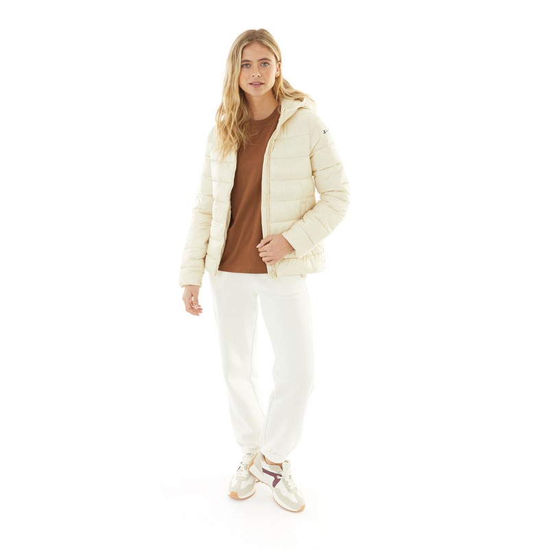 Champion Womens Padded Hooded Jacket Beige