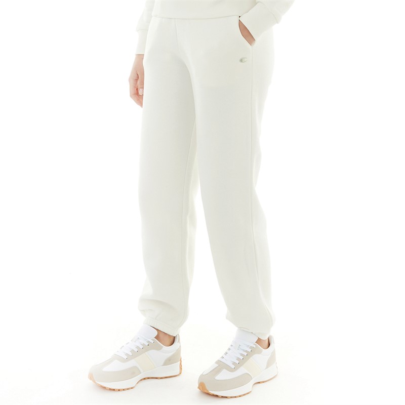 Champion Womens Rochester Small Logo Cuffed Joggers White