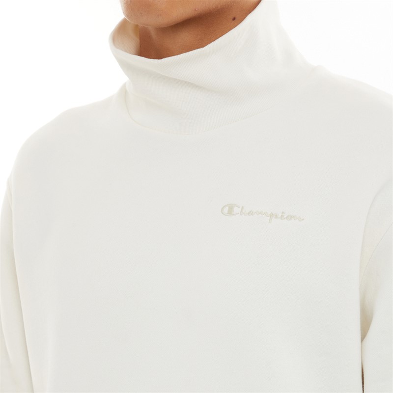 Buy Champion Mens Rochester Small Logo Mock Neck Sweatshirt White