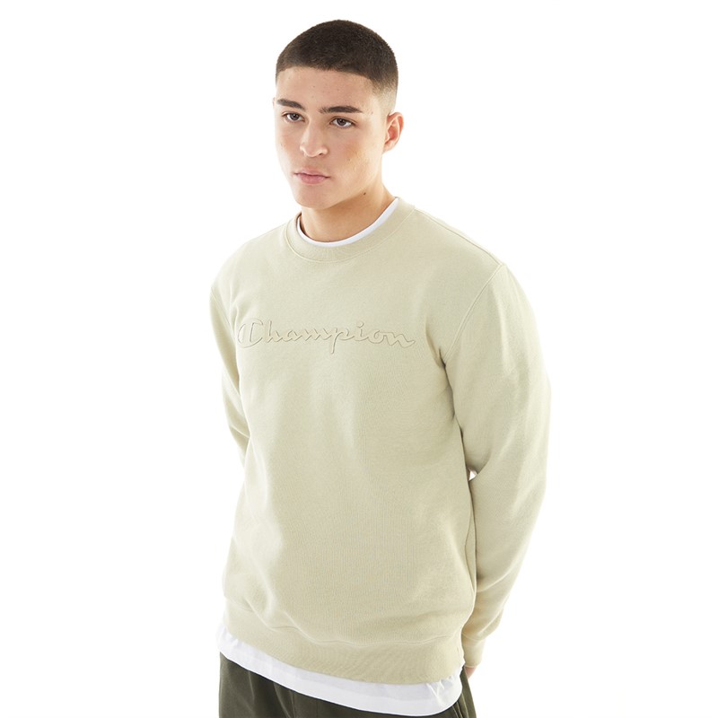 Champion Mens American Classics Crew Neck Sweatshirt Off White