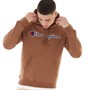 Champion Mens Rochester Script Logo Hoodie Brown