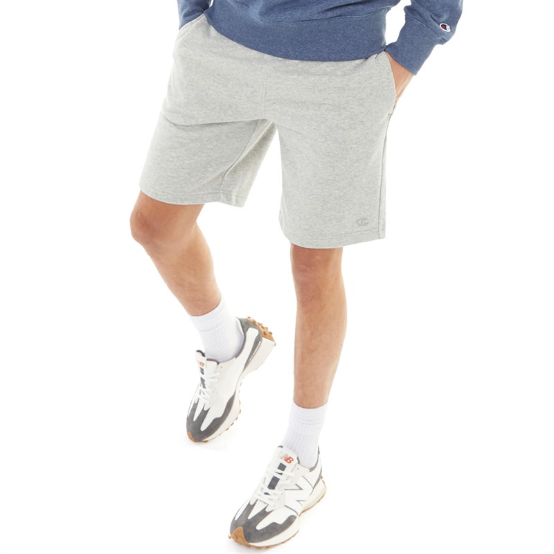 Champion Mens Rochester Script Logo Shorts Grey Marl/White/Navy