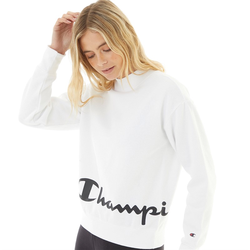 Champion Womens American Classics Mock Neck Sweatshirt White