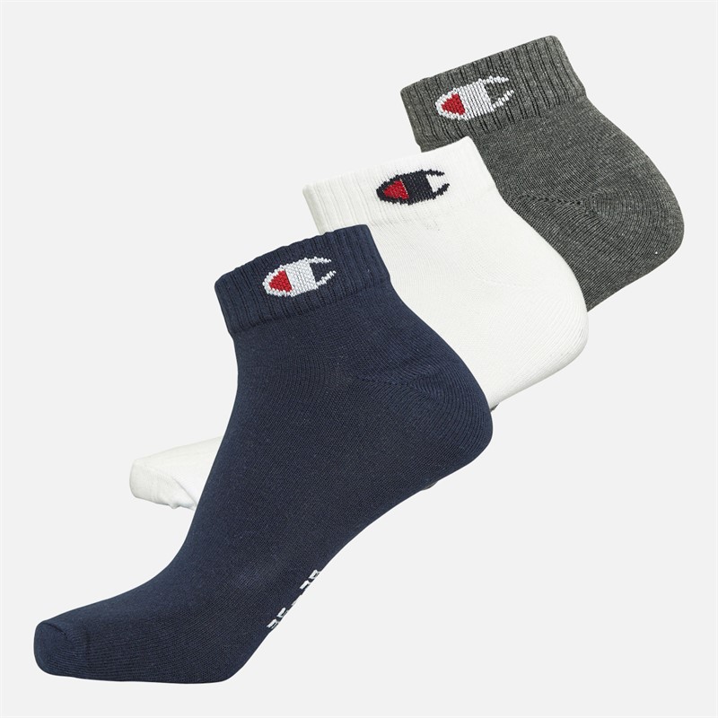 Champion Three Pack Quarter Socks Navy/White/Charcoal