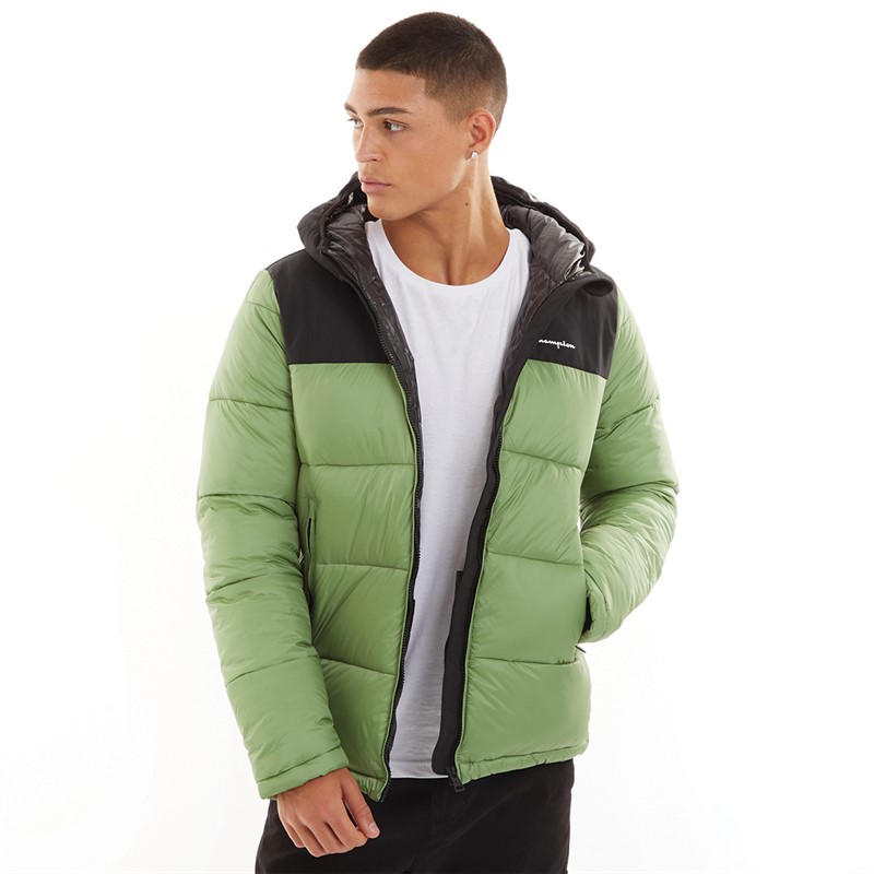 Champion Veste à Capuche Rembourrée Homme vert/noir