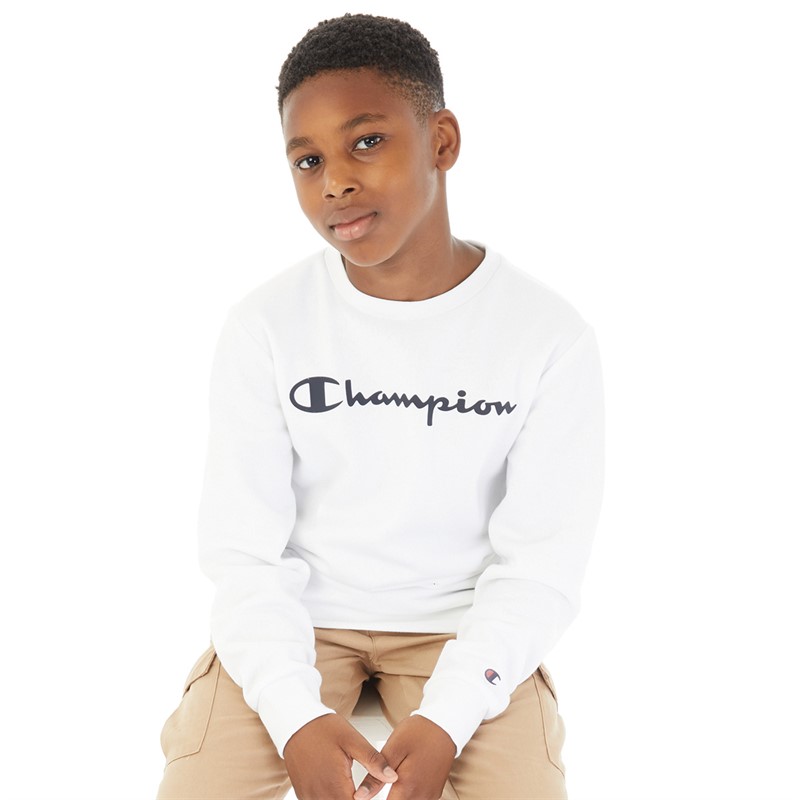 Champion Chłopięce American Classics Logo Bluzy Sportowe Biały