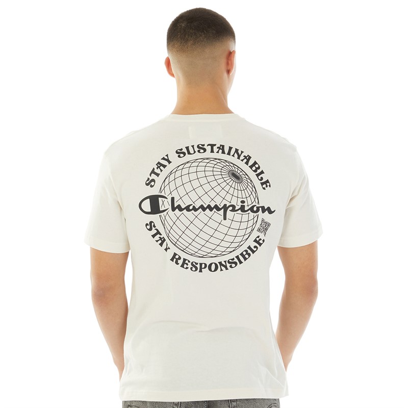 Champion Mens Eco Future Graphic Crew Neck T-Shirt Beige