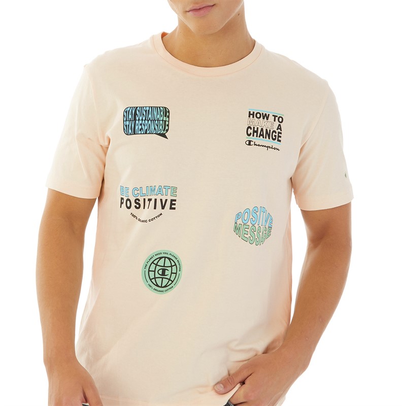 Champion Mens Eco Future Graphic Crew Neck T-Shirt Sand