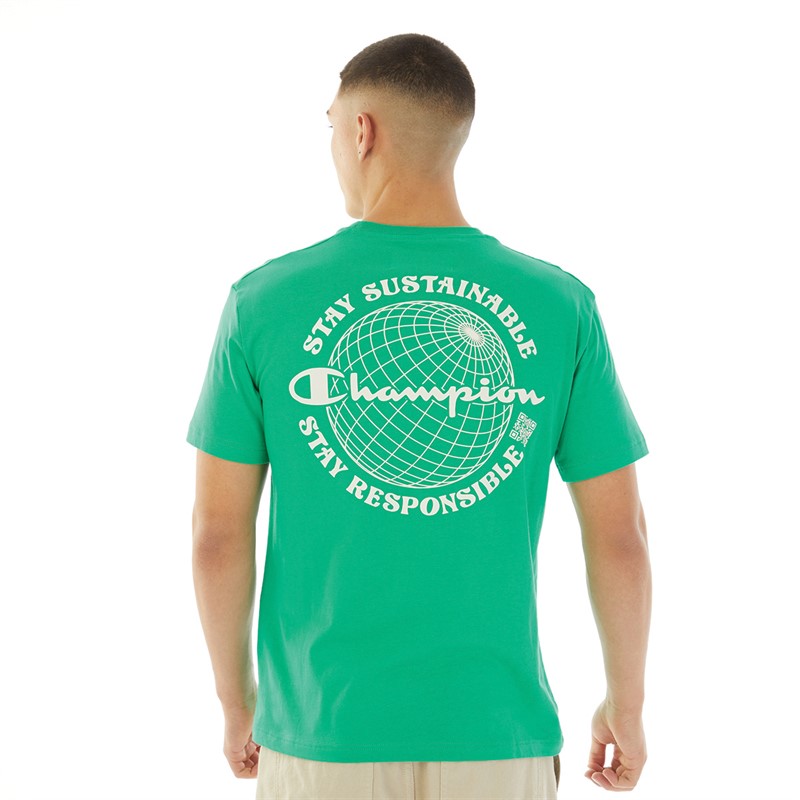 Champion Mens Eco Future Graphic Crew Neck T-Shirt Green