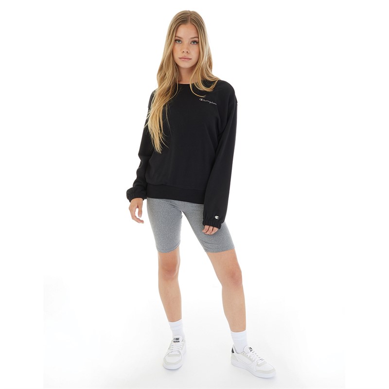 Champion Damen Rochester Eco Future Kleines Logo Rundhals-Sweatshirt Schwarz