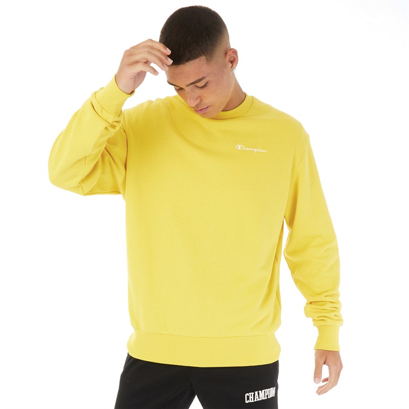 Champion Sweat-Shirt à col rond en coton bio avec petit logo Jaune Homme