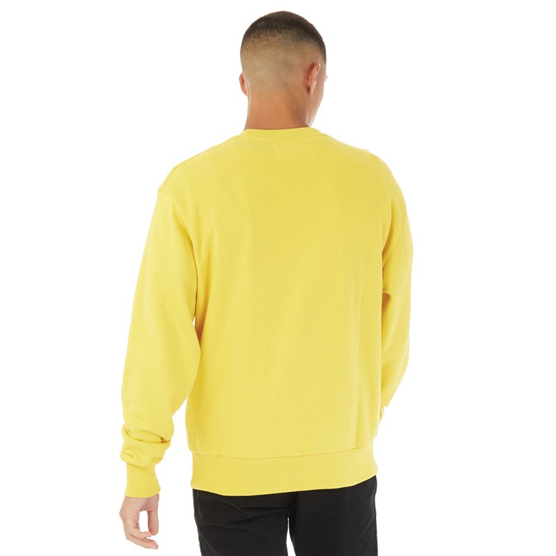 Champion Sweat-Shirt à col rond en coton bio avec petit logo Jaune Homme