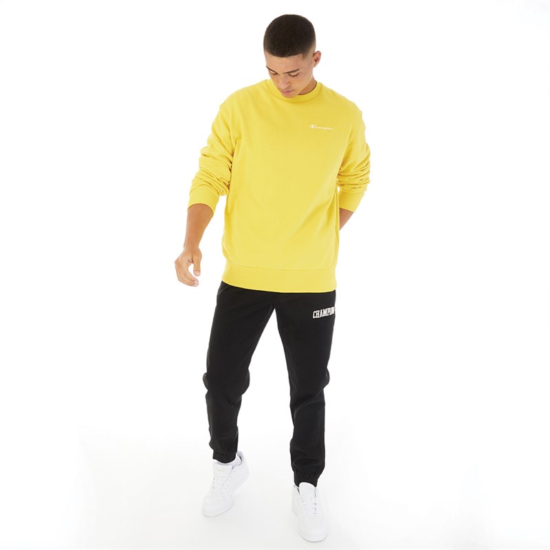 Champion Sweat-Shirt à col rond en coton bio avec petit logo Jaune Homme